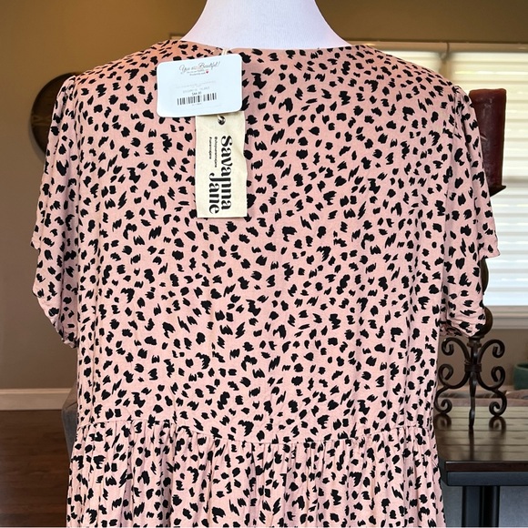 NWT Savanna Jane Dress Women's Plus Size 1X Embroidered A Line Animal Print - Picture 6 of 9
